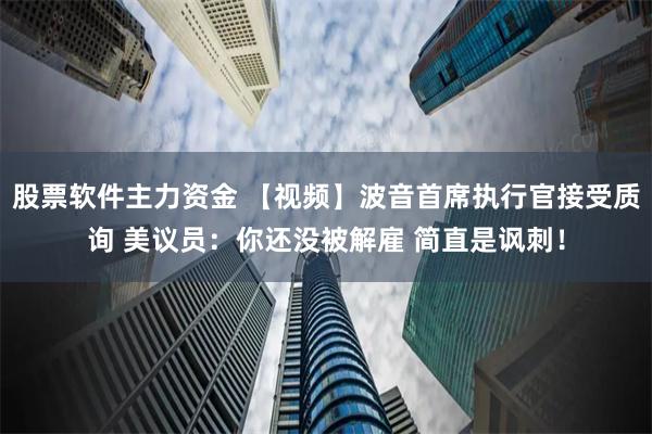 股票软件主力资金 【视频】波音首席执行官接受质询 美议员：你还没被解雇 简直是讽刺！